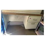 Metal file cabinet 28x36x19 and metal desk with 2 drawers 29x40