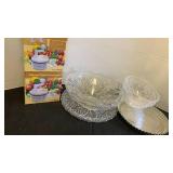 KitchenWorthy Manual Food Processor NIB, pie pan and plastic decorative bowls