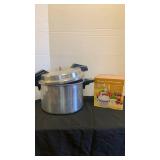 Vintage pressure cooker and Kitchenworthy manual food processor NIB