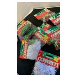 Embroidery threads and confetti