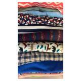 Fabrics , some plaid and strips and animals designs
