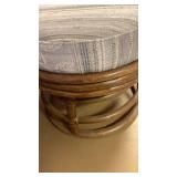 Rattan and bamboo upholstered chair and ottoman 37x30x25 ottoman 17x18