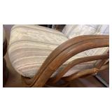 Rattan and bamboo upholstered chair and ottoman 37x30x25 ottoman 17x18