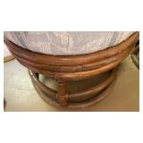 Rattan and bamboo upholstered chair and ottoman 37x30x25 ottoman 17x18