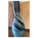 Modern Blue Ceramic Table Lamp with White Shade 40 inches tall