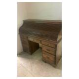 Dark wood roll top desk 45x53x20