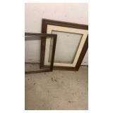 2 wooden picture frames  with glass 28x24 and smaller