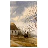 Church in Autumn - Reproduction Watercolor by Carolyn Simon Kern 23x16