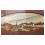 Autumn Barn Watercolor Landscape signed Parry Lambert and Kansas winter scene 28x16