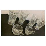 Fostoria water goblets and cream and sugar bowl