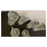Fostoria water goblets and cream and sugar bowl