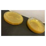 Vintage Amber Glass Sunburst Dinner Plates and bowls