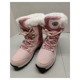 APPEARS NEW - Pink Winter Fashion Boots with Fur Trim Size 12