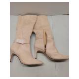 Elegant Cream Suede Mid-Calf Boots. Size 6 Few scuff marks