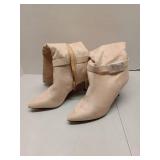 Elegant Cream Suede Mid-Calf Boots. Size 6 Few scuff marks