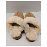 Cozy Sheepskin Lined Suede Slippers. Size 37 (US 6.5)