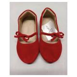 Red Suede Ballet Flats with Bow. Toddler Size 8