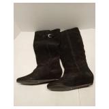 Brazilian Made Black Suede Mid-Calf Boots Size 8M