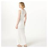 FACTORY SEALED - The Drop Womens Button Front Mixed Pattern Crochet Maxi Dress, Whisper White, S  - Retail: $91