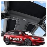 Wigoo 2025 Upgrade Tesla Model X Sunshade Roof [Never Sag, Nano Ice-Crystal Coatings] 3-Gen Heat Insulation Glass Roof Sun Shade, Accessories for Tesla Model X 2020~2025, Black - Retail: $70