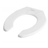 WSSROGY Commercial Round Plastics White Toilet Seat Front Open, Heavy-Duty up to 550lbs,Grip-Tight Bumpers, Quick-Attach Hardware for Easy Clean