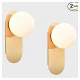 HOLKIRT Brass Wall Sconces Set of Two,Modern Wall Light,Globe Wall Sconce Wall Mount Light Wall Lighting for Bedroom Bathroom Living Room - Retail: $145