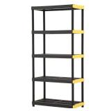 18 in. x 36 in. x 74 in. Black and Yellow Plastic Ventilated 5-Tier Garage Shelving Unit - Retail: $189