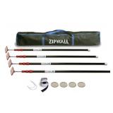 10 ft. Stainless Steel Dust Barrier Poles with 2-Adhesive Zippers and a Carry Bag Black (4-Pack) - Retail: $199