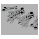 Stubby Ratcheting SAE/MM Combination Wrench Set (10-Piece)