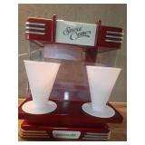 NostalgiaRetro Table-Top Red Snow Cone Maker, Makes 20 Icy Treats, With 2 Reusable Plastic Cups & Ice Scoop - Retail: $60