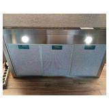 Under Cabinet Range Hood 36 Inch, 900 CFM Dual Centrifugal Motor, 3-Speed Ducted Kitchen Vent, Reusable Filters, Stainless Steel Kitchen Hood with LED Lights, Low Noise, Glass Black - Retail: $310
