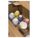 Selamica Ceramic 8 oz Cappuccino Cup Set with Saucers, Espresso Coffee Cups, Latte Macchiato for Party Cafe Home, Set of 6, Assorted Colors (one cup chipped) - Retail: $0