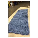 GORILLA GRIP Bath Rug Mat 48x17, Thick Soft Absorbent Chenille, Quick Dry Microfiber Mats, Rubber Backing Washable Shower Floor Rugs, Bathmat Runner, US Designed Bathroom Home Decor Accessories Blue -
