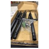 Suchtale 8.5FT Poles for String Lights with Forks, 2 Pack Metal Stands with Hooks & 5-Prong Base for Garden, Patio, Fence, Deck, Backyard, Wedding, Black, Built for Tough Environments - Retail: $0