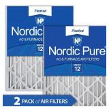 Nordic Pure 16x25x4 (3 5/8) Pleated MERV 12 Air Filters 2 Pack - Retail: $131