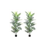 APPEARS NEW - Ruopei 5ft Artificial Palm Trees for Outdoor 2 Pack - Tall Fake Tree for Living Room Faux Large Floor Plant Tropical Plants Indoor with Pot Office Home Bedroom Decor