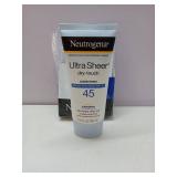 APPEARS NEW - Neutrogena Ultra Sheer Dry-Touch Sunscreen For Face & Body, SPF 45 Broad Spectrum UVA/UVB Protection, Lightweight Water Resistant & Non-Greasy, Travel Size Sunscreen, 3 fl. oz 2 pack