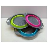 Silicone Collapsible Colander Sink Colander Collapsible Camping Versatile Collapsible Strainer Sink strainer basket over Sink Strainer (Red Green Blue)