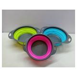 Silicone Collapsible Colander Sink Colander Collapsible Camping Versatile Collapsible Strainer Sink strainer basket over Sink Strainer (Red Green Blue)