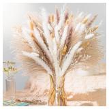 Natural Pampas Grass 8kind Grass Mix Bouquet | Dried Pampas Bouquet for Wedding Boho Flowers Home Table Decor Desk Decor, Rustic Farmhouse Decor.