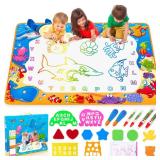 Water Doodle Mat - Kids Painting Writing Color Doodle Drawing Mat Toy Bring Magic Pens Educational Toys for Age 2-7 Year Old Girls Boys Age Toddler Gift