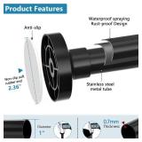 Bonpally Adjustable Tension Curtain Rod, 32-75 Inches Non-Slip Stainless Steel Shower Curtain Rod, Rust-Resistant Telescoping Rod for Bathroom, Kitchen, Dorm, RV, No Drilling, Easy to Install, Black