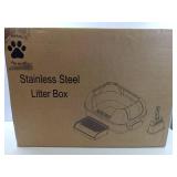 FACTORY SEALED - Enclosed Stainless Steel Cat Litter Box with High Sides for Large Cats, Large Litter Box with Lid, Anti Leak, Anti Odor, Non Stick, Easy Clean