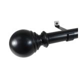 Decopolitan Ball Single Telescoping Drapery Rod Set, Medium, Black, 12 to 20-Inch. Set of 2.