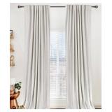 100% Blackout Shield Linen Blackout Curtains for Bedroom 96 Inches Long, Back Tab/Rod Pocket Living Room Drapes, Thermal Insulated Blackout Curtains 2 Panels Set, 50 W x 95" L, Beige