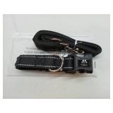 APPEARS NEW - Maiiu Reflective Dog Collar with Safety Locking Buckle, Adjustable Soft Breathable Nylon Collars for Small, Medium and Large Dogs(Collar+Leash L Black)