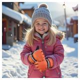 MAGARROW Kids Winter Warm Gloves Windproof Water-Resistant Snow Boys Girls Sport Gloves (Neon Orange, 4-6 Years)