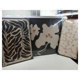 FACTORY SEALED - 3Pcs Framed Abstract Floral Wall Art Paintings Modern Black and White Botanical Poster Prints Sizes: Beige 23.5x12", Black & White 23.5"x15.75, Flower 23.5"x23.5"