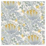 VEELIKE Vintage Yellow Floral Wallpaper Stick and Peel Removable Chrysanthemum Flower Wallpaper for Bedroom Nursery Bathroom 17.7