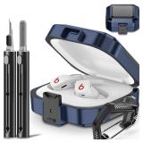 with Safety Lock Carbon Fiber for Beats Fit Pro Case Cover 2021,Shock-Absorbing Beat Fit Pro 2 Protector with Keychain/Zipper Storage Bag/Cleaner Kit - Blue